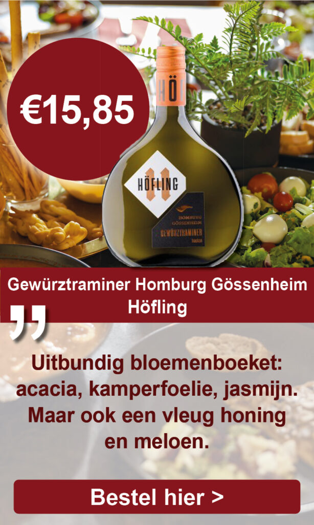Wijn voor pasen Gewürztraminer Homburg Gössenheim, Franken, Höfling, Duitsland